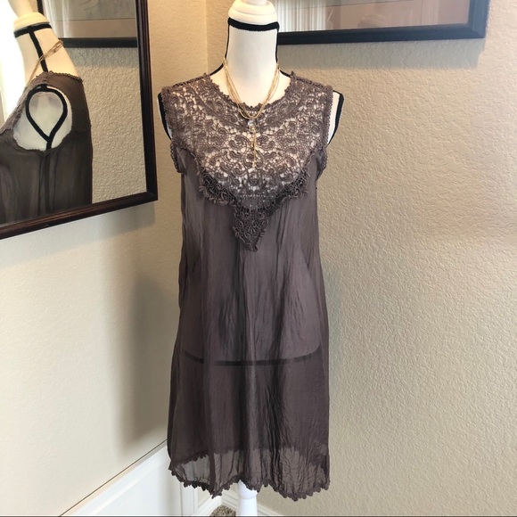 M Made In Italy 💯% Silk Tank Shift Dress - Picture 2 of 8